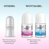 Wottagirl Underarm Roll On Combo (25ml × 2) – Mystic Island & Secret Crush | 48H Odour Protection | Alcohol-Free | Vegan Deodorant for Women