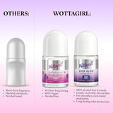 Wottagirl Underarm Roll On Combo (25ml × 2) – Even Glow Brightening & Secret Crush | 48H Odour Protection | Alcohol-Free | Vegan Deodorant for Women