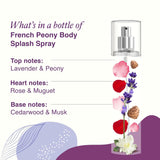 Wottagirl! French Peony 150ml Body Splash for Women | Elegant Floral Mist with Lavender & Peony | Long-Lasting, Refreshing & Skin-Friendly Fragrance
