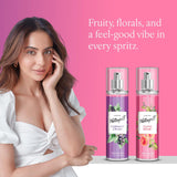 Wottagirl! Cupid Heart & Currant Crush Body Splash Combo for Women, 2×135ml | Long-Lasting Fresh Fruity Floral Body Mist | Melon, Red Fruits, Strawberry & Rose Notes | Everyday Wear | Skin-Friendly