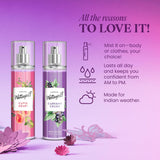 Wottagirl! Cupid Heart & Currant Crush Body Splash Combo for Women, 2×135ml | Long-Lasting Fresh Fruity Floral Body Mist | Melon, Red Fruits, Strawberry & Rose Notes | Everyday Wear | Skin-Friendly